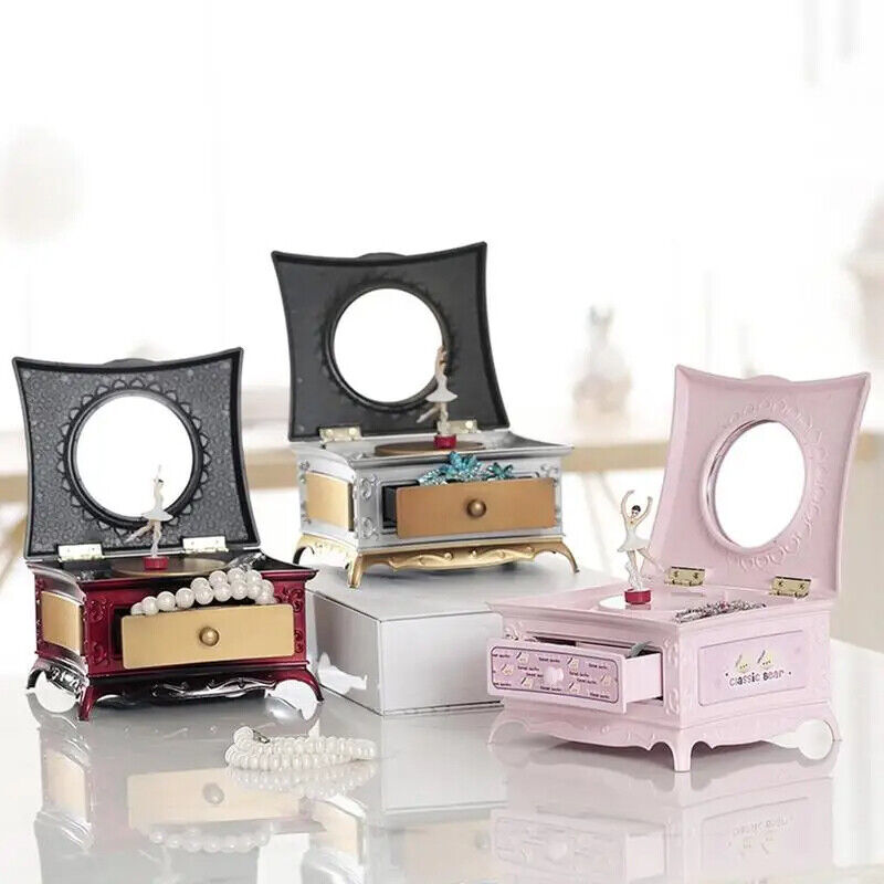 Dancing Ballerina Music Box Retro Craft Jewelry Storage Organizer 15.5x13.5x21cm