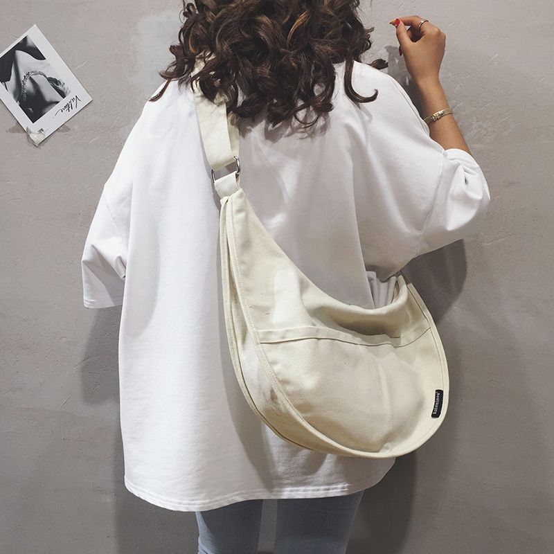 Big Size Dumpling Shape Bag Canvas Large Wild One Shoulder Messenger Crossbody