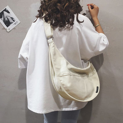 Big Size Dumpling Shape Bag Canvas Large Wild One Shoulder Messenger Crossbody