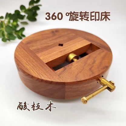 360° Rotating Rosewood Seal Press Chinese Seal Carving Tool Solid Wood Clamp