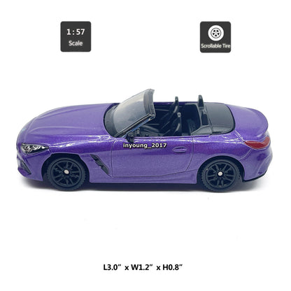 1/57 BMW Z4 M40i Model Car Diecast Toy Cars Friction Powered for Boys Purple