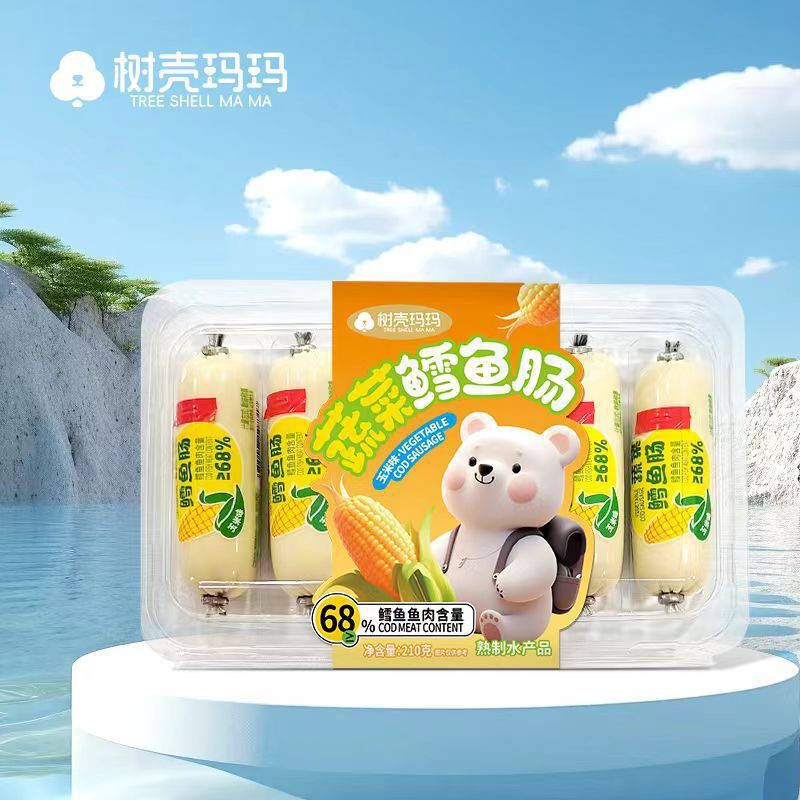 Vegetable Cod Sausage 210g Carrot Flavor + 6 Fish Sausage Corn Flavor Snacks