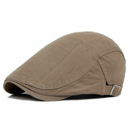 Winter Leather Cap Hat Warm Vintage Flat Casual Patchwork Beret Hiking Male