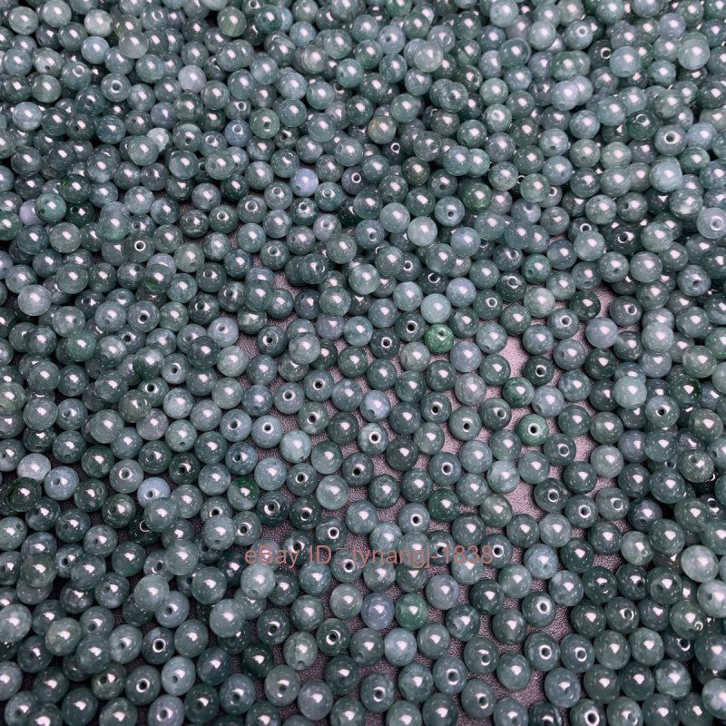 50Pcs Natural Jade 5Mm Ice Blue Green Water Jadeite Loose Beads DIY Round Beads