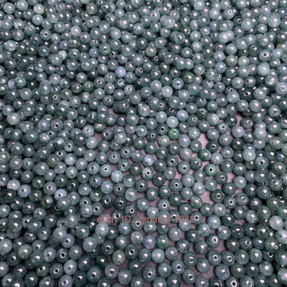 50Pcs Natural Jade 5Mm Ice Blue Green Water Jadeite Loose Beads DIY Round Beads