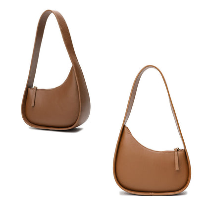 Small Mini Curved Half Moon Leather Single Shoulder bag Purse Handbag Tote