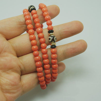 6mm New Tibetan Style Buddhism 108 Glazed Rosary Beads Multi-circle Bracelet