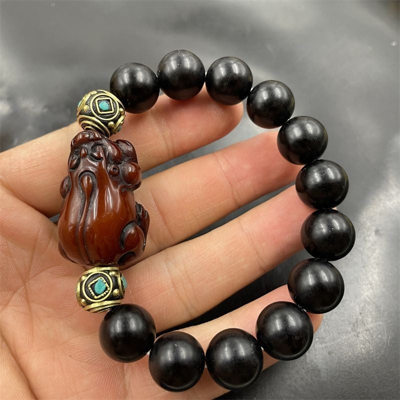 New Black Imitation Amber Pixiu Bracelet Amber Handcrafted Bead Necklace