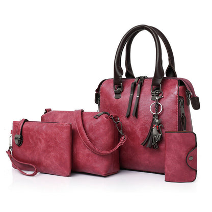 4pcs/Set Ladies Handbags Female PU Leather Shoulder Bags Women Bags Tote Bag