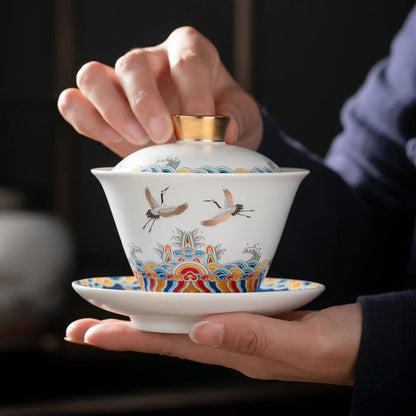 160ml Chinese Ceramic Gaiwan Kung Fu Tea Set Tea Cup Bowl Home Tea Tureen