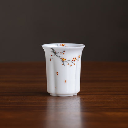 Hand Drawn Jade Porcelain Single Cup Tea Tasting Cup Household White Porcelain