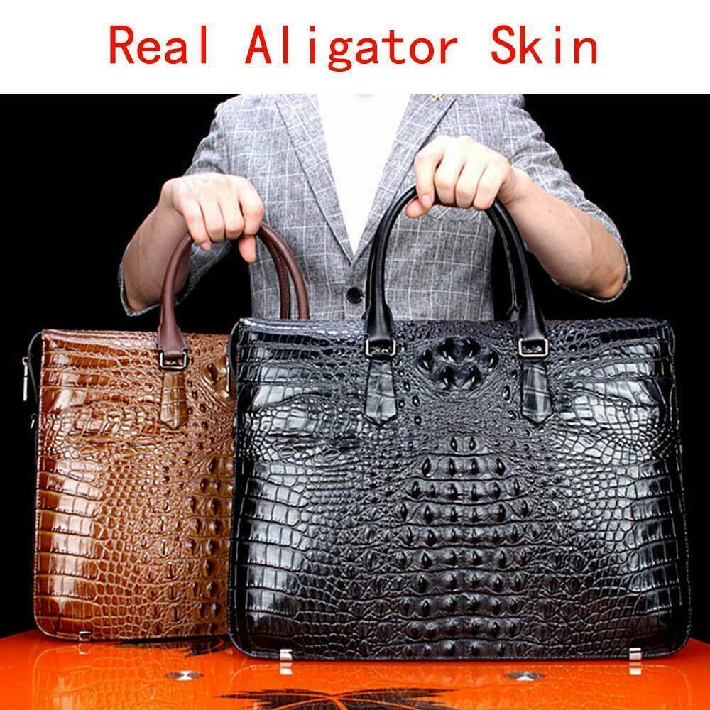 100% Real Thai Alligator Skin Men's Luxury Business Briefcase Handbag Large Bags
