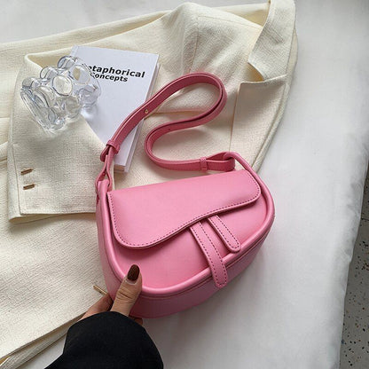 Mini Leather Flap Crossbody Bag Spring Handbag Solid Color Shoulder Bags Purses