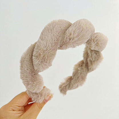 Women Headband Luxurious Faux Fur Crystal Hairband Casual Adult Hair Accessories