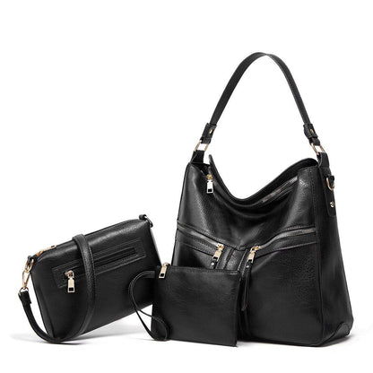 Women's Black Tote Bag New Fashion Simple Shoulder Bag Hand Messenger Bag