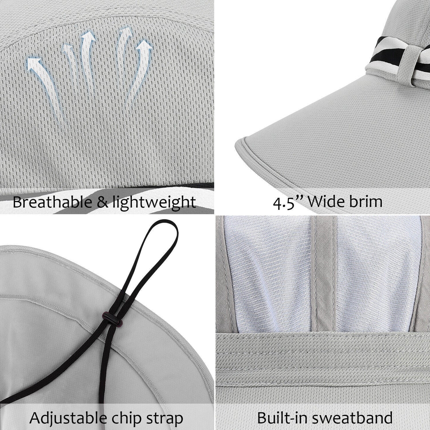Men Women Wide Brim Sun Hat Breathable Bucket Summer Fishing Cap UV Protection