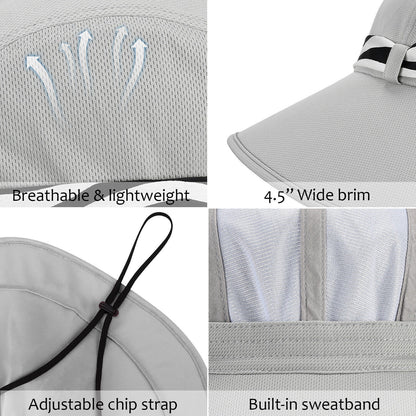 Men Women Wide Brim Sun Hat Breathable Bucket Summer Fishing Cap UV Protection