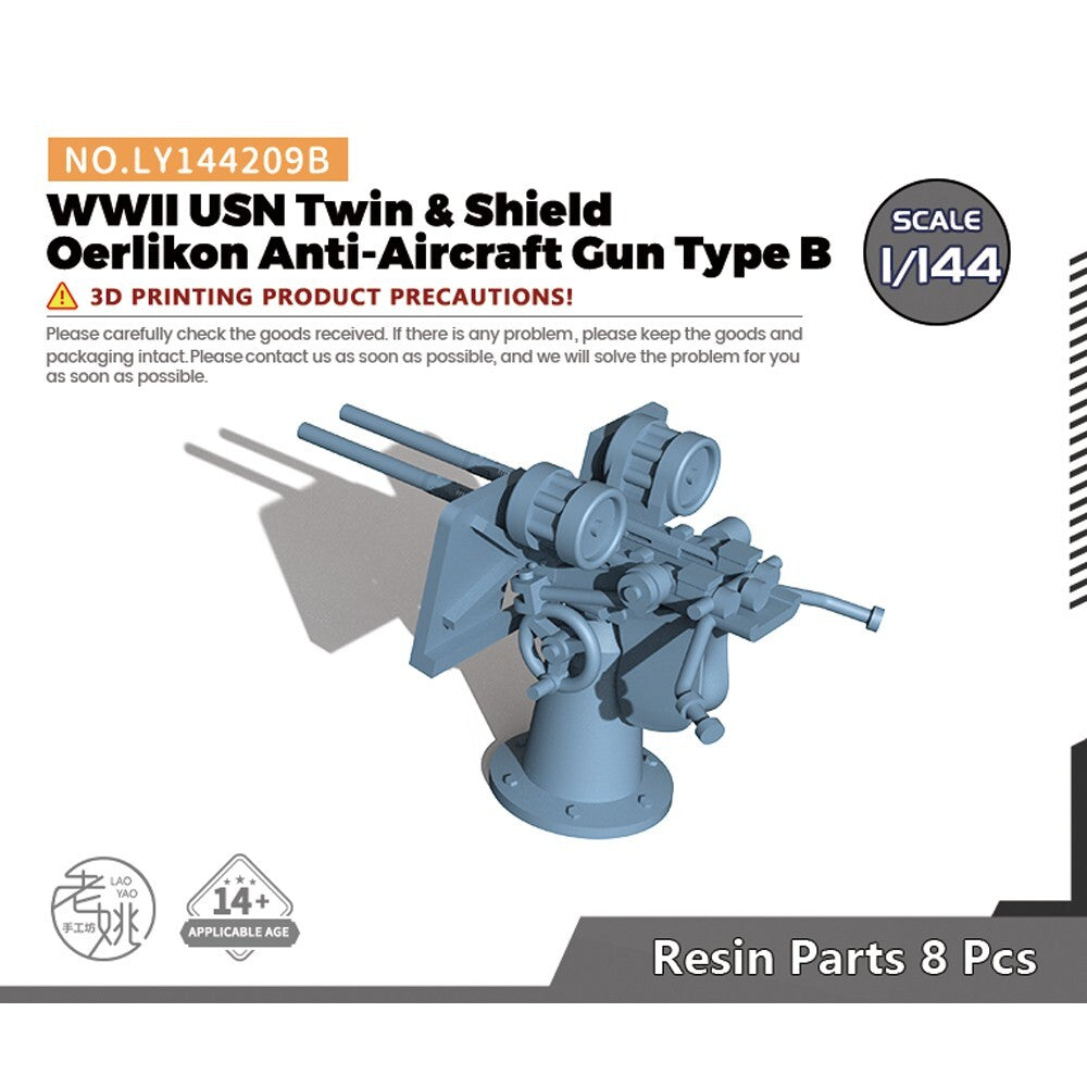 1/144 Model Upgrade Part WWII USN Twin & Shield Oerlikon Anti-Aircraft Gun TypeB