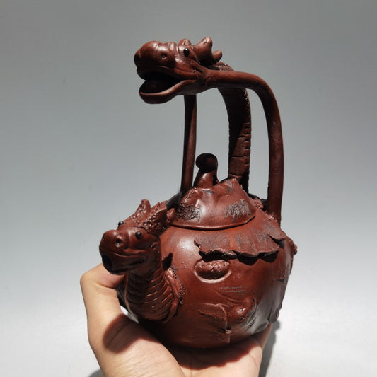 Chinese Yixing Zisha Clay Handmade Exquisite Chinese Zodiac dragon statue Teapot