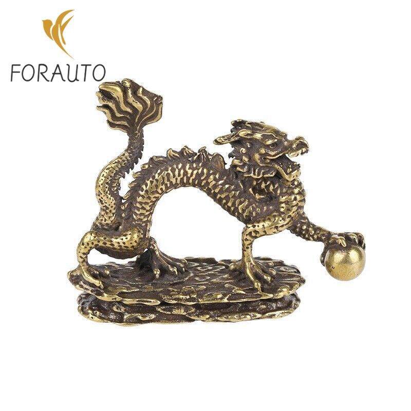 Solid Brass Dragon Statue Statuette House Decoration Animal Statue Toy -