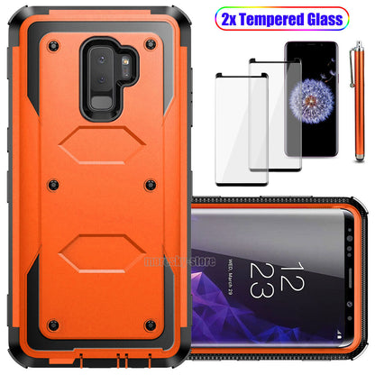 For Samsung Galaxy S9 /S9 Plus Case Impact Hard Cover / Tempered Glass Protector