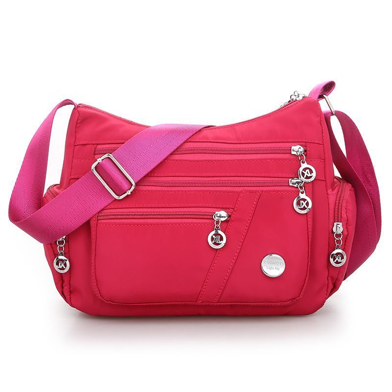 Lightweight Shoulder Bag Messenger Purse Zippers Waterproof Oxford Crossbody Bag