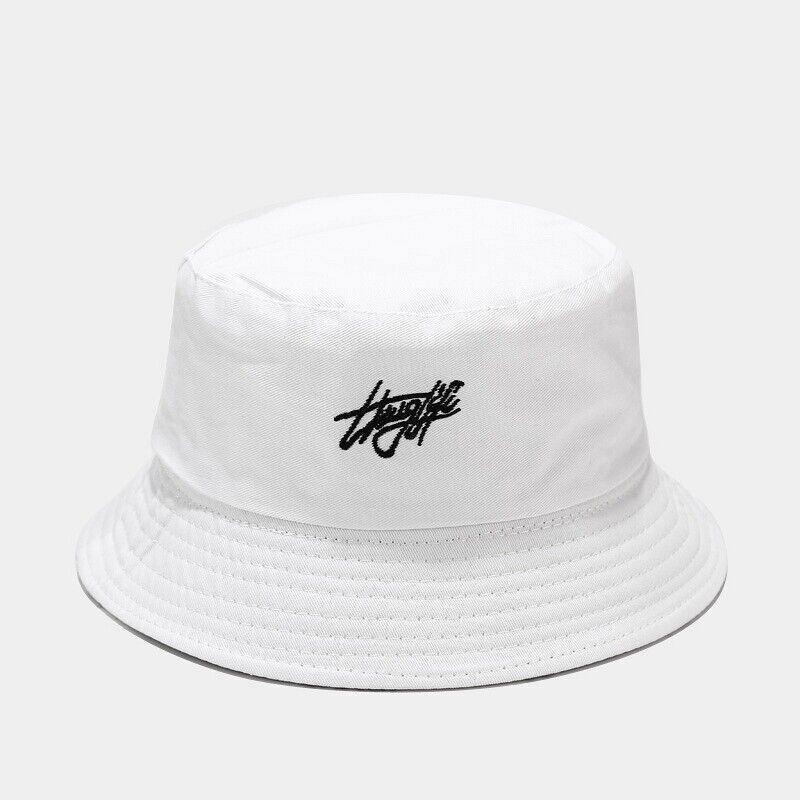 Graffiti Letter Bucket Hat Cap Double-sided Fisherman's Cap Men Women Cotton
