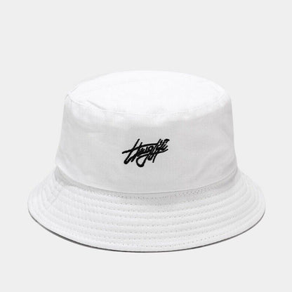 Graffiti Letter Bucket Hat Cap Double-sided Fisherman's Cap Men Women Cotton