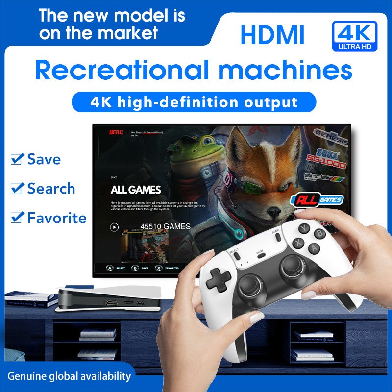 Q10SE 4K HD Retro Video Game Console With 40000+ Wireless Controllers Joysticks