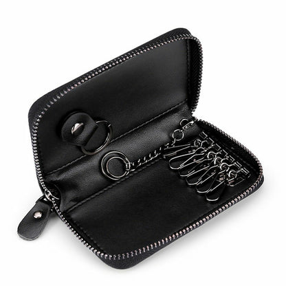 Zipper Wallet Leather Men Key Holder Pouch Purse Unisex Useful Key Organizer Bag