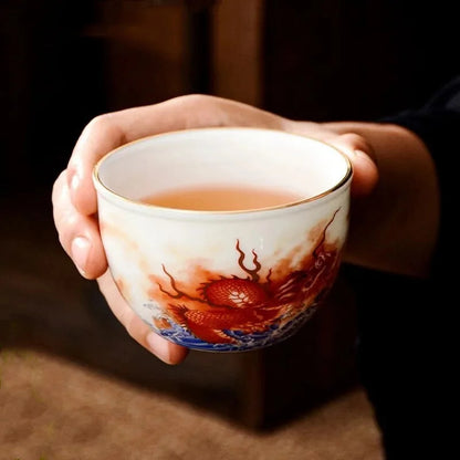 Chinese Ceramic Dragon Pattern Teacup Household Enamel Craftsmanship Tea Cup