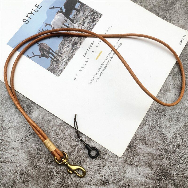 Mobile Phone Straps Cowhide Lanyards Key Leather Card Badge Neck Sling Band 50cm