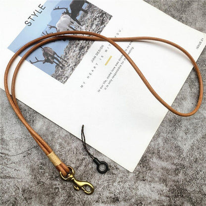 Mobile Phone Straps Cowhide Lanyards Key Leather Card Badge Neck Sling Band 50cm