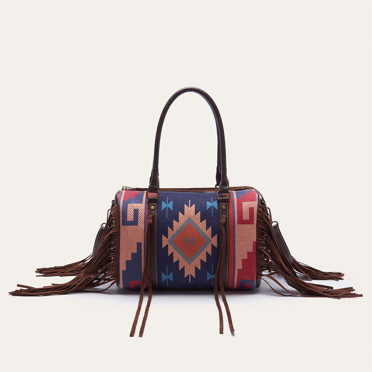 Celela Retro Handwoven Tassel Cotton Shoulder Handbag Women Square Small Bag