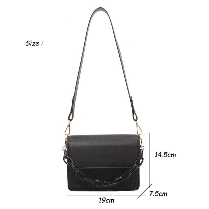 Synthetic Leather Flap Crossbody Handbag Small Shoulder Purse 19*7.5*14.5CM Blue