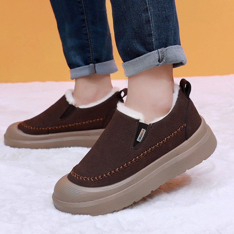 2025 NEWS men's thickened soft-soled non-slip plush one-pedal outdoor snow boots