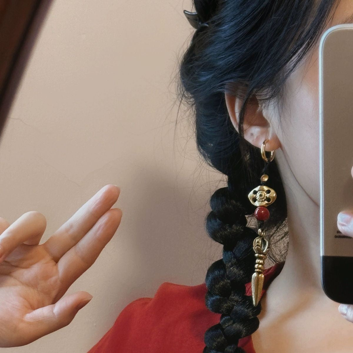 Ethnic Style Vajra Pestle Ear Drop Single Piece Keychain Pendant Decor