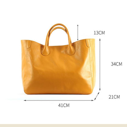 Oversized Tote Bag Genuine Leather Handbag Purse Brown Large Shopper Bag Travel