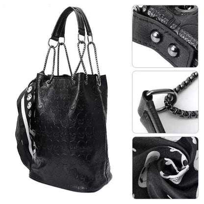 Handbag Large Women Tote Bag Skull Purse Skeleton Synthetic Leather 25*32*17 CM