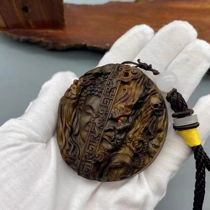 Agarwood Between Buddha & Demon Pendant 6cm Fortune Charm