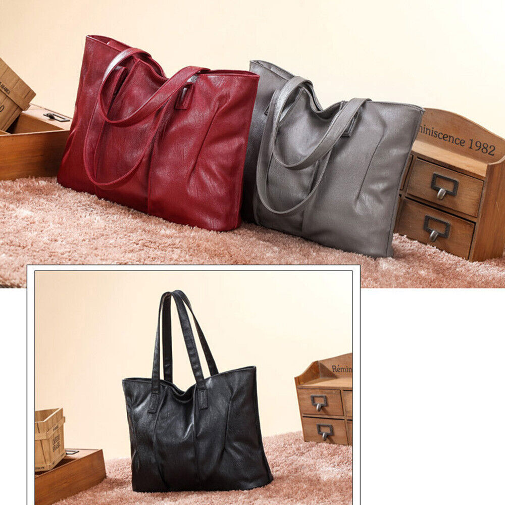 Ladies PU Handbag Large Capacity Tote Bag Women Travel Lightweight Multi Pockets