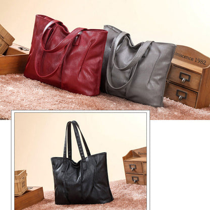 Ladies PU Handbag Large Capacity Tote Bag Women Travel Lightweight Multi Pockets