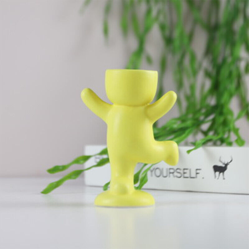 Creative Ceramic Humanoid Statue FlowerPot Succulent Plant Vase Tabletop Planter