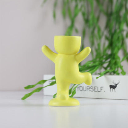 Creative Ceramic Humanoid Statue FlowerPot Succulent Plant Vase Tabletop Planter