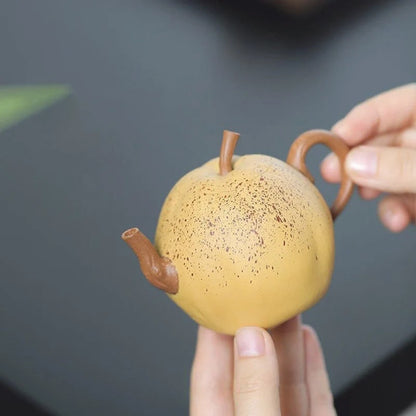 Zisha Clay Teapot From Yixing Yellow Unique Eggplant Tea Pot 160ml Puer Tea Pot
