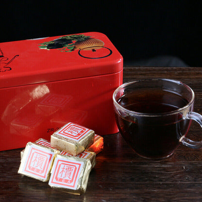 Pu-Erh In Iron Box Health Care Black Tea Small Square Brick Tea Natural 250g