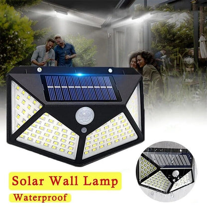 4x 100 LED Luz de pared Energía solar Lampara de jardín de Seguridad W/S/Move