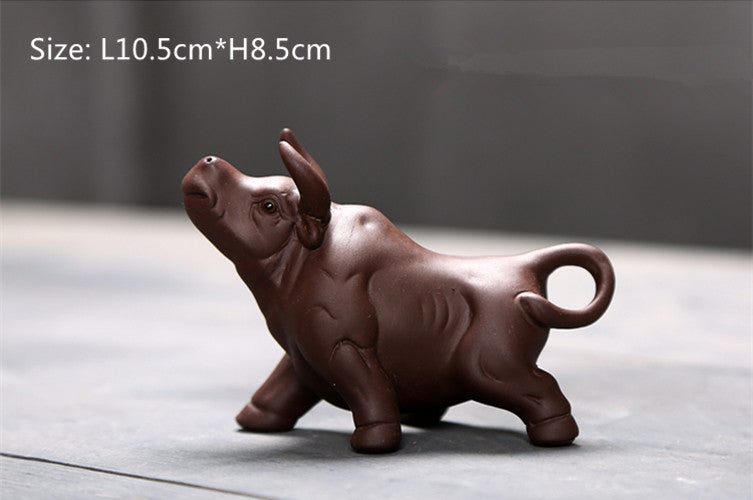 creative tea pet yixing zisha purple clay ornament tea play ox table decoration