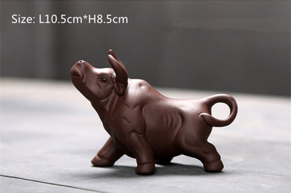 creative tea pet yixing zisha purple clay ornament tea play ox table decoration