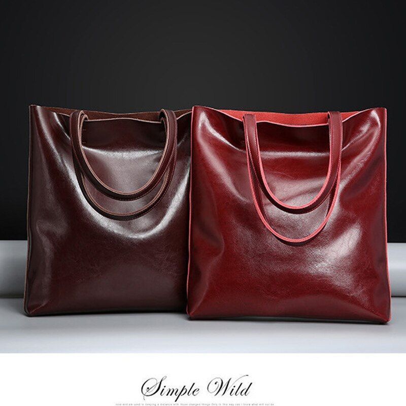 Cow Leather Bag Handbags Large Vintage Female Shoulder Bags Tote Purse Polyester